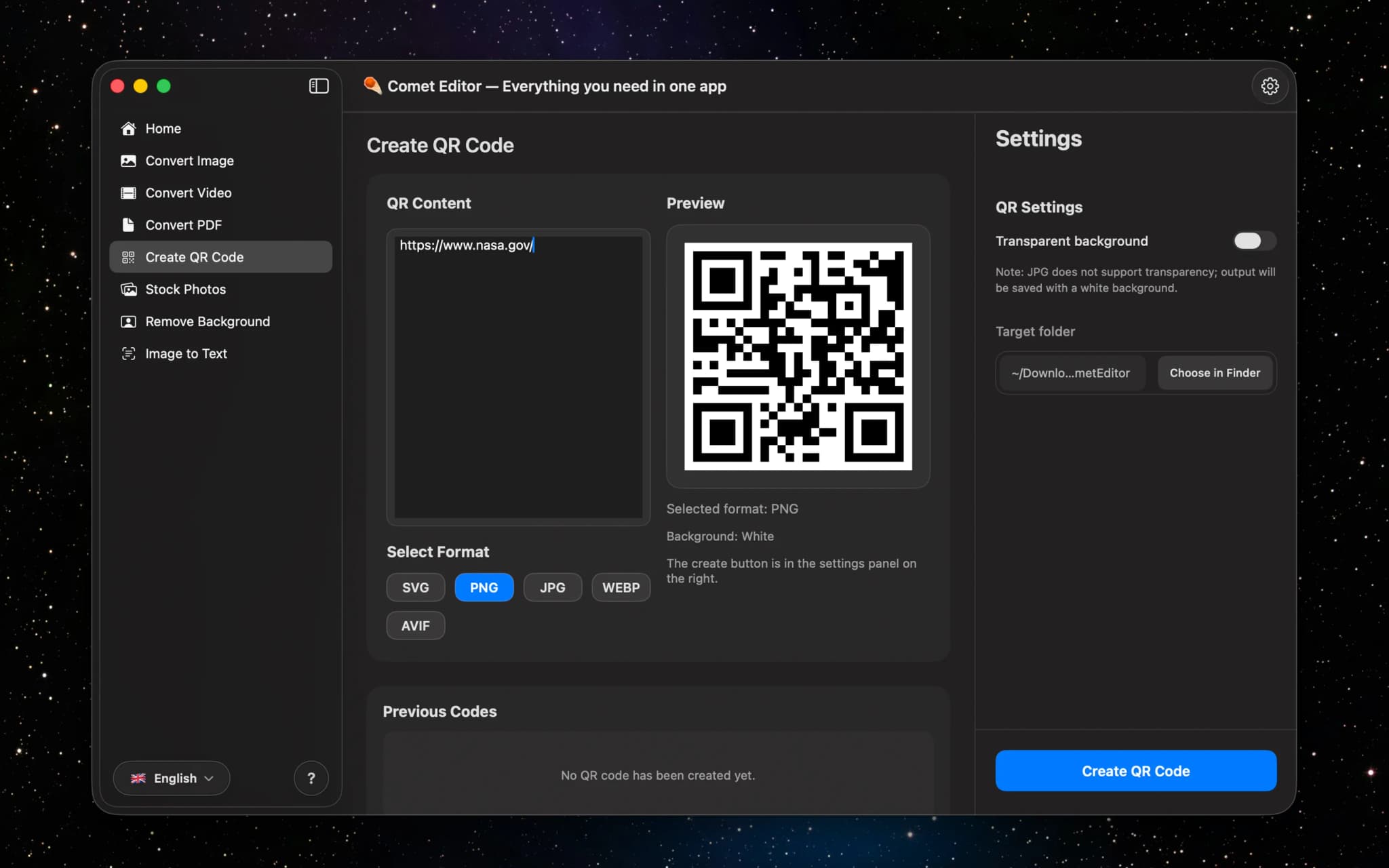 Comet Editor screenshot