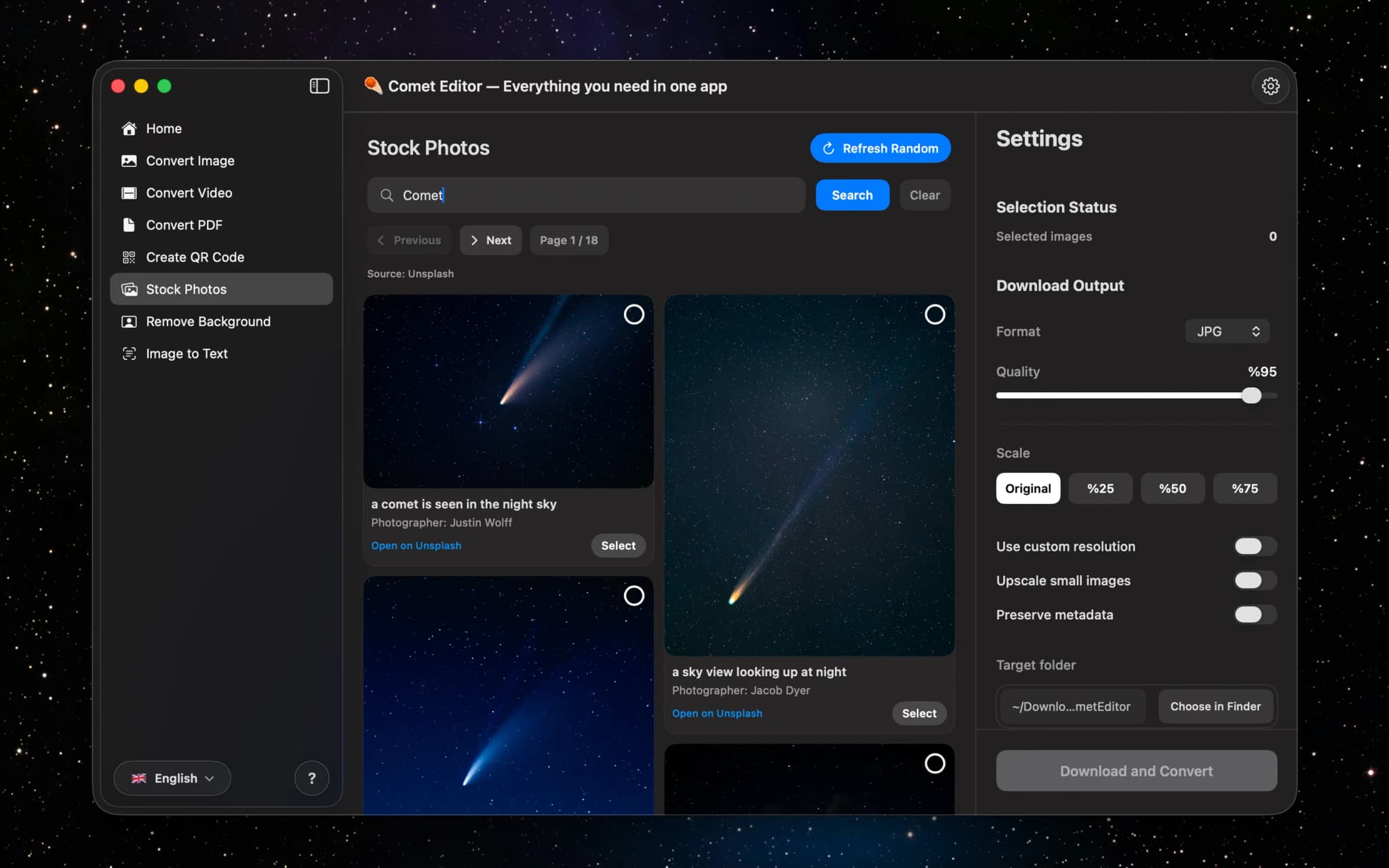 Comet Editor screenshot