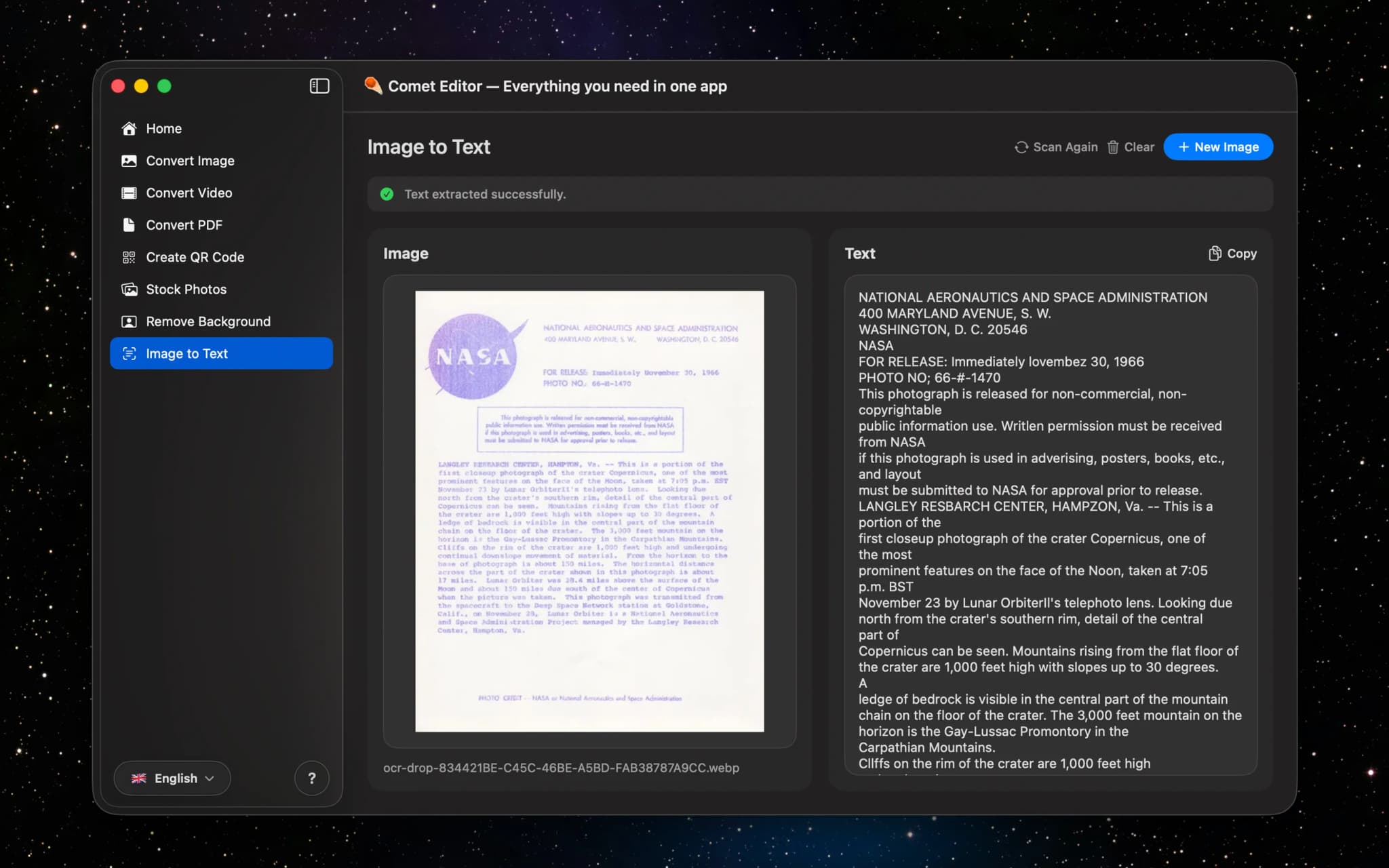 Comet Editor screenshot